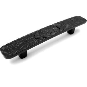 JETLAND Bridged Drawer Cabinet Pulls, 6-Pack Flat Black 3" Hole Centers, Antique Peony Solid Cast, TG01150B076