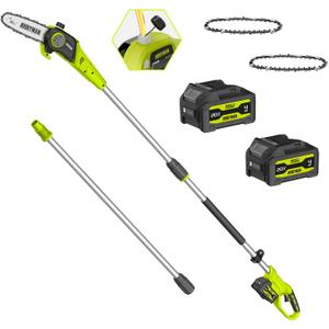 Alloyman Pole Saw Cordless,15 Ft Max Reach, 8-Inch Electric Pole Chainsaw for Tree Trimming, 20V Battery Powered Pole Chain SawTree Trimmer Limb Branch Cutter Pruner with 2 * 4.0 Battery (Green)