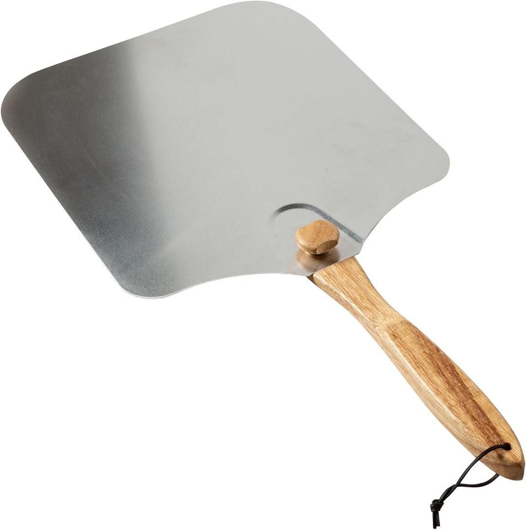 Old Stone Pizza Kitchen Aluminum Pizza Peel with Collapsible Wooden Handle, 14x16-Inch