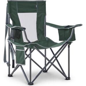 Oversized Camping Chairs Heavy Duty Outdoor Chair Support 400 Lbs, Green, Single Pack