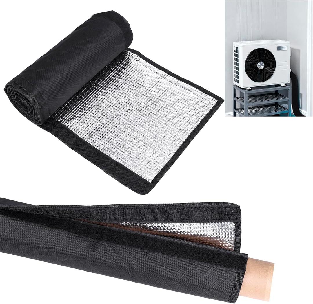 3 Layers HVAC Copper Pipe Insulation Cover, 70.86x10.03 Inch AC Pipe Insulation Outdoor, Oxford Cloth with Foil Sleeve for Protection from Sun and Cold
