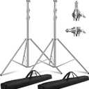 2 Pack 9.2ft/110'' Stainless Steel Light Stand, Sdfghj Heavy Duty Photography Light Stand Tripod with 1/4'' to 3/8'' Screw Adapter for Strobe Flash, LED Ring Light, Monolight, Softbox, Speedlight