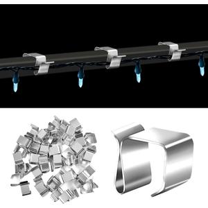 100 Pcs Metal Christmas Light Gutter Hooks Xmas Light Gutter Hangers Hanging Clips Outdoor Seasonal Lighting Hooks Holiday Light Clips Gutter Light Hangers Roof Hooks for Outside String Lights