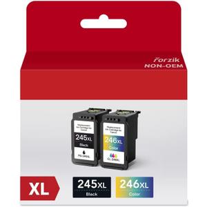 Forzik Remanufactured Ink Cartridge Replacement for Canon 245XL 246XL Black and Tri-color 2 Pack