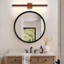 Modern Bathroom Light Fixtures Over Mirror, 32 Inch Brown Wood Finish Vanity Light Bar 26W Dimmable 5CCT LED Vanity Lights for Bathroom Wall Lighting Fixtures Over Mirror