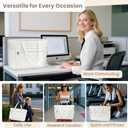 Tote Bag for Women, 15.6 Inch Laptop Bag, Large Quilted Work Shoulder Bag Ultra Lightweight Puffer Handbag for Travel (23L, Beige)