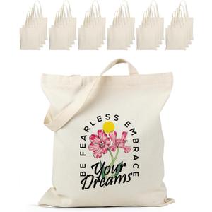 Lzerking 24 Pack Large Canvas Tote Bag Bulk, 14.5x16.3 Inches Blank Tote Bags for DIY Projects, Gift