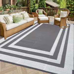 Outdoor Rug 5x8 Waterproof Outdoor Plastic Straw Rug, Lightweight Portable Outside Solid Carpets Reversible Plastic Straw Patio Rug for RV Camping Picnic Beach Backyard Deck,Grey