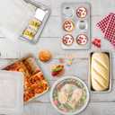 TeamFar Stainless Steel Bakeware Set of 8, Baking Roasting Pan Set with Lid, Lasagna Pan with lid, Square & Round Cake Pan, Loaf Pan & Muffin Pan, Healthy & Sturdy, Dishwasher Safe & Smooth