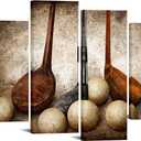 sechars Golf Canvas Wall Art Vintage Golf Balls Picture Art Prints Sports Poster Artwork for Gym Home Office Man Bedroom Decoration Ready to Hang, 12x24 inches x2PCS +12x32 inches x2PCS