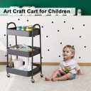 3 Tier Rolling Carts Metal Rolling Storage Cart Utility Carts with Lockable Wheels & Hanging Cups & Hooks Mobile Trolley Cart for Kitchen Bathroom Office Workshop