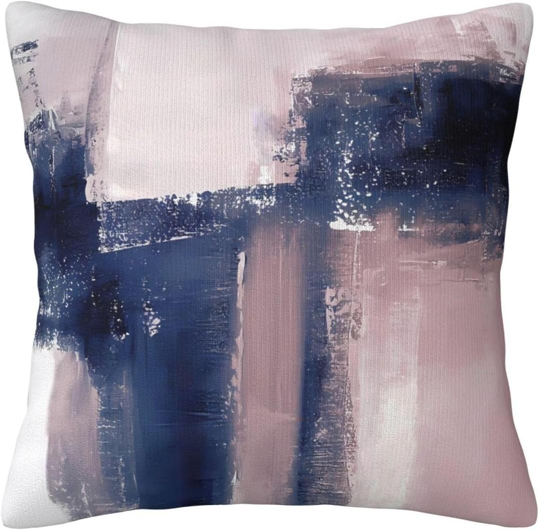 Pink and Navy Throw Pillow Velvet Pillowcase Home Set Comfortable Square Bed Decoration Outdoor Sofa Living Room Office Cushion Cover 18 "x18 Inch (Color-2)