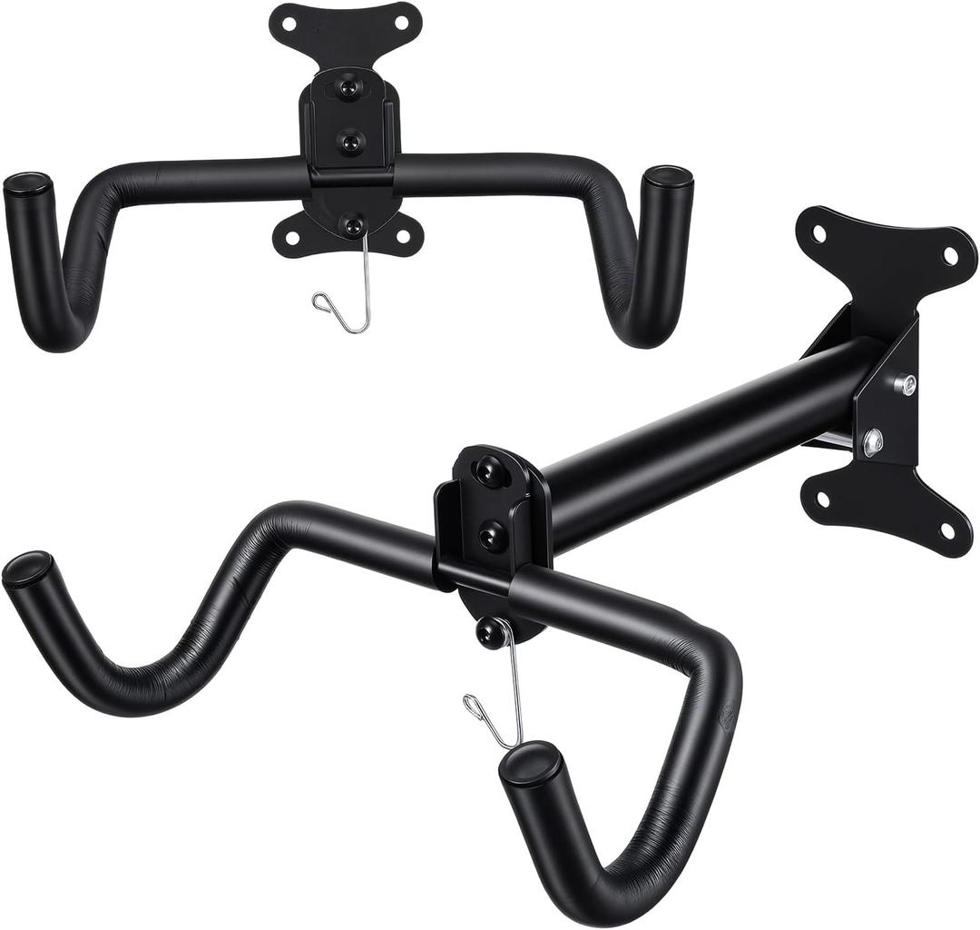 2 Pcs Bike Rack Garage, Black Metal Bike Wall Mount Hanger Heavy Duty Bikes Wall Hanger Adjustable Metal Hook Holder for Road Mountain Indoor Bicycle Storage
