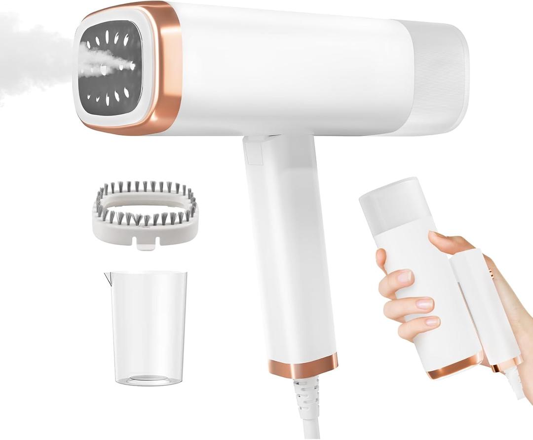 Portable Hand Held Steamer for Clothes - Foldable Steam Cleaner, Clothes Steamer 20S Fast Heat-up, Handheld Fabric Wrinkle Remover, Make Clothes Soft & Smooth (White)