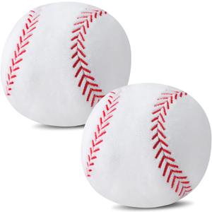 HyDren 2 Pcs Plush Baseball Pillows Fluffy Soft Stuffed Sports Throw Pillows Cute Baseball Shaped Cushions for Bedroom Nursery Room Decoration (4.7 Inch)