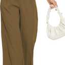 FUNYYZO Wide Leg Pants Women's High Elastic Waisted in The Back Business Work Trousers Long Straight Suit Pants (006# Khaki (Thick)) XS