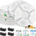 12 Pack Cat Water Fountain Filter, 8 Pcs Cat Fountain Filters Replacement Dia is 5" & 4 Pcs Pre-Filter Sponges for 81oz / 2.4L Round Automatic Pet Water Fountain Dog Dispenser, 3-Filtration System