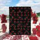 Wedding Flowers Wall Panel Black Red Artificial Flower Wall Backdrop 5ftx3.74ft 3D Rose Wall Background Floral Wall Decor for Halloween Party Photo Celebration Decor