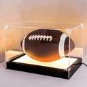 Hodeframe Football Display Case Clear with LED Light, Thickened UV Protection Acrylic Football Holders for Display, Acrylic Display Cases for Football,Memorabilia Display Cases for Signed Football