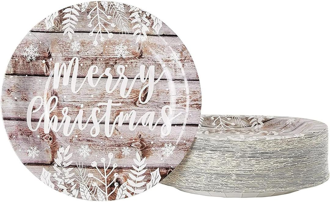 Juvale 80-Pack Merry Christmas Paper Plates - 9 Inches Decorative Paper Plates, Christmas Decorations for Holiday Parties & Family Gatherings
