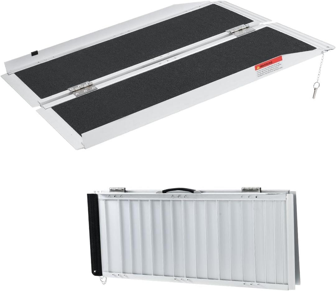 Wheelchair Ramps 5FT, Portable Folding Ramp, Non-Skid Ramp Hold Up to 800Lbs,Portable Aluminum Foldable Mobility Scooter Ramp, Threshold Ramp for Home, Stairs, Curbs, Steps, Doorway