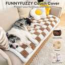 FUNNY FUZZY Pet Couch Covers for Sofa, Couch Covers for Dogs Washable Dog Couch Cover Protector Cream-Colored Furniture Sofa Covers for Dog Handmade Pure Cotton Pet Bed Mat (Brown, 23.6"63")