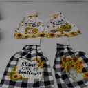 Sratte 4 Pcs Sunflower Hanging Kitchen Towels Hand Towels with Hanging Loop Summer Buffalo Plaid Gnomes Sunshine Dish Towels Bath Absorbent Oven Stove Wash Cloth for Home Decorative Housewarming Gift (Yellow)