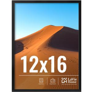 LaVie Home 12x16 Picture Frame for Wall Display, 12x16 Black Picture Frame with HD Plexiglas, 12 x 16 Poster Frame 1 Pack, Display Frame for Vertical or Horizontal, Classic Collection