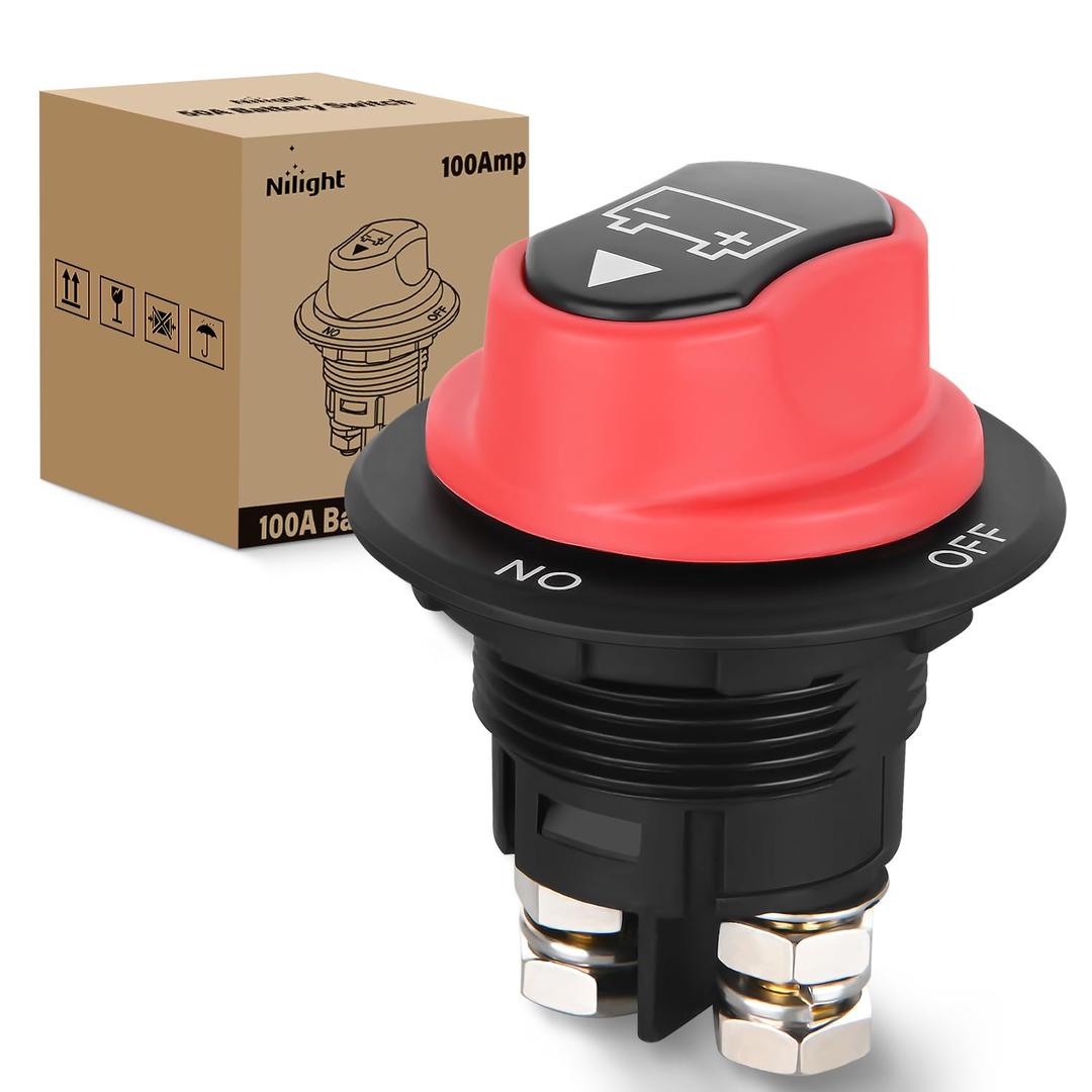 Nilight Battery Disconnect Switch 100A Master Disconnect Isolator 12V-48V On Off Power Cutoff Switch Waterproof Heavy Duty for Marine Boat Car RV ATV UTV Yacht