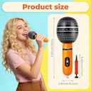 30Pcs Inflatable Microphones Set for Parties with Pump | 10-Inch Neon Blow Up Fake Microphone for Adults, Ideal for Party Favor Prizes, DJ Props, Birthday and Concert Decorations