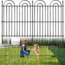 25 Panels No Dig Decorative Garden Fence, 32in(H) X 50ft(L) Tall Dog Fence Outdoor for Yard, Rustproof Metal Wire Garden Fencing Animal Barrier with Ground Stakes, Temporary Fencing for Patio Outdoor