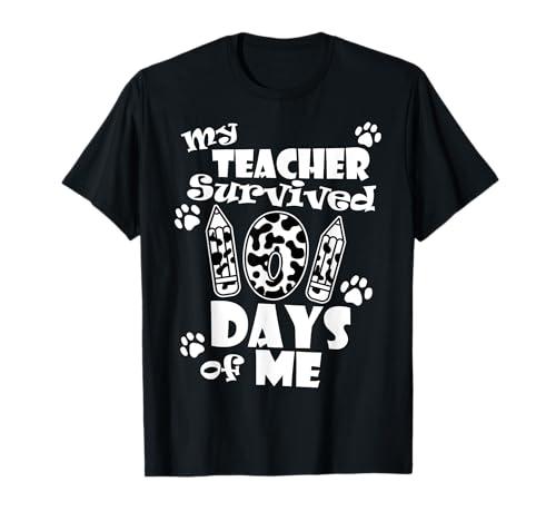 My Teacher Survived 101 Days of Me School Dalmatian Dog T-Shirt for Men Women Girls Kids Small