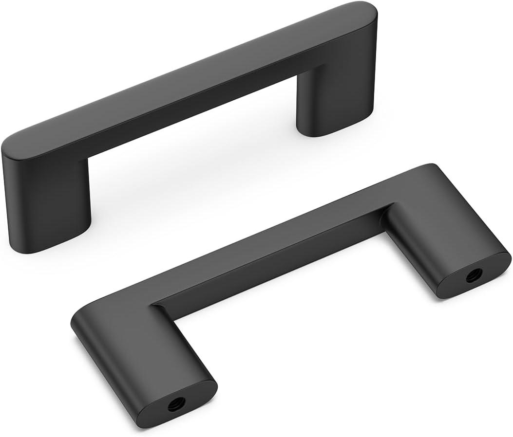 homdiy 10 Pack Matte Black Cabinet Pulls 3 inch Hole Center Kitchen Drawer Handles for Dresser Cupboard Living Room