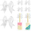 White Bows with Twist Ties 3.5 Inch Pre-Tied Double Satin Ribbon Bows for Gift Wrapping, Crafts, Wedding Decor, Treat Bags, Candy Apple, Cake Pops, Party Favors, Baby Shower (24 Pack)