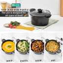 8.5qt Pasta Pot with Strainer Lid, Cast Aluminum Stockpot Multipot, Nonstick Ceramic Coating make Cleanup easy with Tempered Glass Lid, Dishwasher Safe, Induction, Black (Black, 8.5 Quarts)