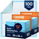 Chucks Pads Disposable Adult Underpads [100-Pack] 30"x36" XXL Extra-Large Super-Absorbent Incontinence Bed Pads Mattress Protector Pee Pads for Adults, Kids & Pets Bed Protection & Training