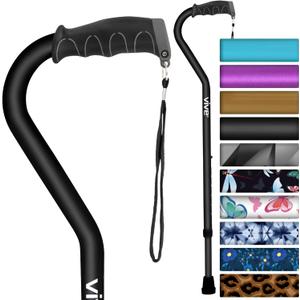 Vive Walking Cane for Women, Men, Elderly - Patented Offset Grip - Lightweight Adjustable Walking Aid with a Non-Slip Tip - Sturdy Balancing Mobility Aid for Seniors