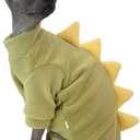 Dinosaur Sphynx Cat Clothes, Soft Polar Fleece Sweater for Cat, Elastic Pet Clothes Thick Winter Warm Outfit for Hairless Cat, Devon, Cornish, Small Dogs Apparel with Sleeves (Green, XX-Large) (XXL (12.5-15 lbs)