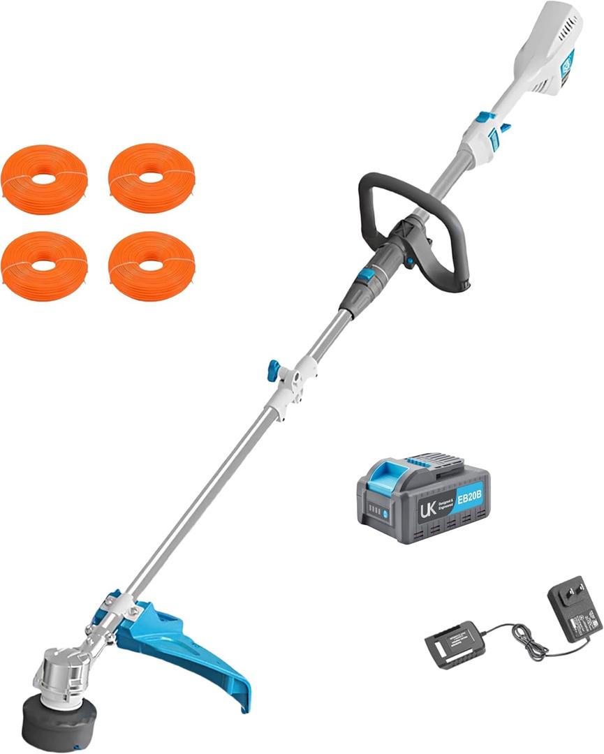 RB 17" Cordless String Trimmer, 40V Battery Powered Weed Wacker with Bump Feed, .095" Heavy Duty Line, 2-in-1 Trimmer and Edger, 2 Speed, Low Vibration, Includes 2.0Ah Battery & Charger