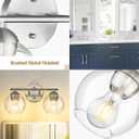 Emak Brushed Nickel Vanity Lights, 2-Light Bathroom Light Fixtures with Clear Glass Shade, Modern Globe Vanity Light for Bathroom, VL114-BN-2