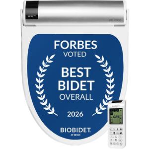 Bio Bidet BB2000 Electric Bidet Toilet Seat, Warm Water with Air Dryer, Heated Seat with Sensor and Slow Close Lid, Night Light, Remote Control, Round, White