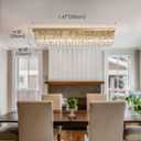 Gold Chandeliers,10-Lights Modern Crystal Chandelier, Rectangular Flush Mount Chandelier,Pendant Light Fixture for Dining Room Kitchen Room Bedroom Bathroom Hotel, L47" x W10" x H10"