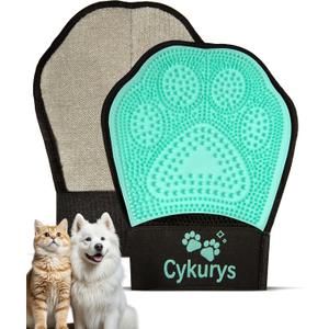 Pet Hair Removal Glove for Dogs & Cats, 2-in-1 Double-Sided Pet Grooming Tool, Electrostatic Pet Hair Remover Glove for Clothes & Furniture + Silicone Brush for Deshedding Pets