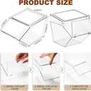 Yerliker 4 Pcs Clear Plastic Storage Bins with Lids Large Stackable Pantry Storage Organizer Bins Kitchen Organization Cabinet Organizers Ideal Containers for Fridge, Kitchen, Cabinets (Clear)