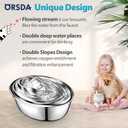 ORSDA Cat Water Fountain Stainless Steel, 2L Pet Fountain for Cats Inside, Dog Water Dispenser, Automatic Cat Drinking Fountains with 6 Replacement Filters for Cats, Small Dogs
