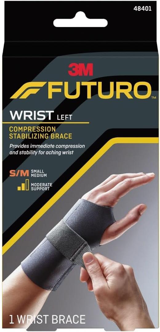 FUTURO Compression Stabilizing Wrist Brace, Left Hand, S/M FUTURO Compression Stabilizing Wrist Brace, Left Hand, S/M