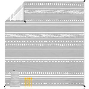 78''86'' Large Beach Blanket for 4 Adults, Outdoor Beach Mat Sand Proof Waterproof with 4 Stakes & 4 Corner Pockets, Polyester Lightweight Comapct Grey Picnic Mat for Travel, Camping, Hiking (6.6x7.2 FT (14 Person), Line Gray) 78''86'' Large Beach Blanket for 4 Adults, Outdoor Beach Mat Sand Proof Waterproof with 4 Stakes & 4 Corner Pockets, Polyester Lightweight Comapct Grey Picnic Mat for Travel, Camping, Hiking (6.6x7.2 FT (14 Person), Line Gray)