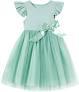 Toddler Girls Ruffle Sleeve Tulle Dress Elastic Waist Bow Kid Casual Sundress, Size 120