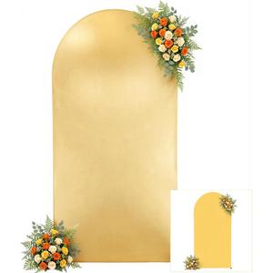 Gold Yellow Arch Cover 6.6ft Sequin Sparkly Arch Backdrop Cover Spandex Shimmer Balloon Arch Stand Cover for Birthday Party Wedding Baby Shower Photo Arches Background Decorations