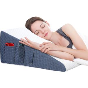 Wedge Pillow for Sleep, 10inch Bed Wedge Pillow for Headboard, Acid Reflux, Heartburn, GERD, Neck Pain, Cooling Memory Foam Top, Removable Washable Cover Triangle Pillow for Sleep (22*24*10in)